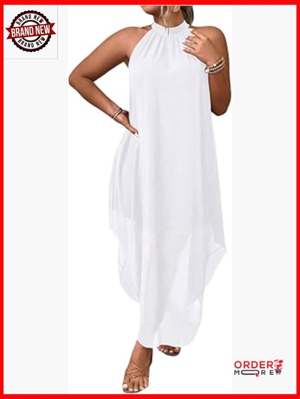 Plus Size Halter Maxi Dress Flowy Boho Cocktail Wedding Guest
